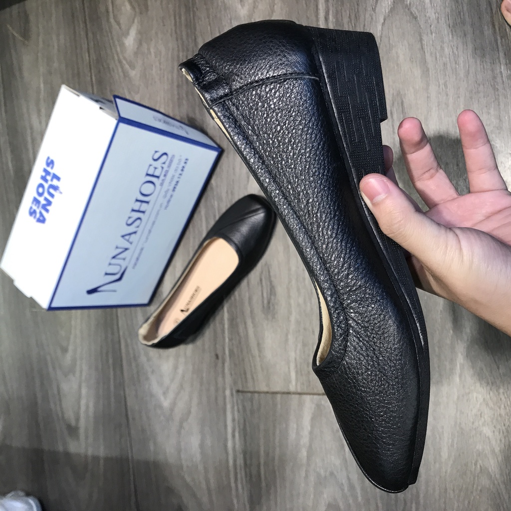 Giày đế xuồng nữ Lunashoes 24803 giầy cao gót da bò thật nữ mũi tròn da thật cao cấp dễ đi kiểu nhiều màu