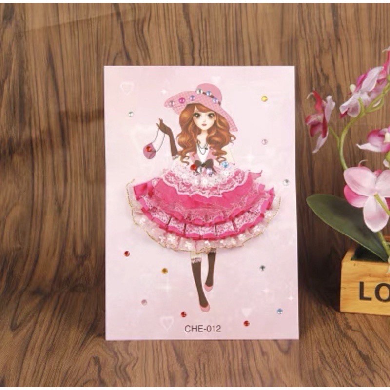 Tranh Dán Váy Công Chúa Kèm hạt Cườm Đính Váy Nhiều mẫu cho bé