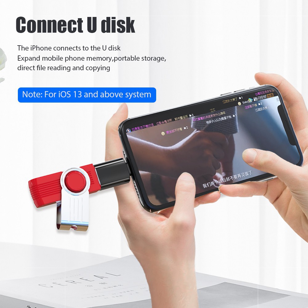 Đầu OTG chuyển đổi phích cắm Lightning sang USB3.0 iOS 13 cho iPhone 11 Pro XS Max XR X 8 7 6s 6 Plus iPad