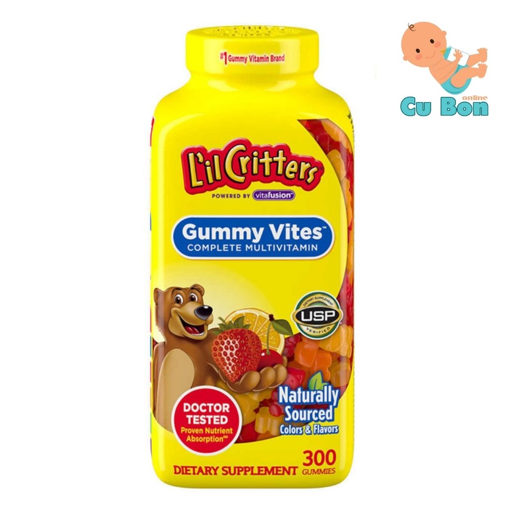 Kẹo dẻo bổ sung Vitamin L’il Critters Gummy Vites Complete Multivitamin 300 viên của Mỹ giúp bé phát triển toàn diện