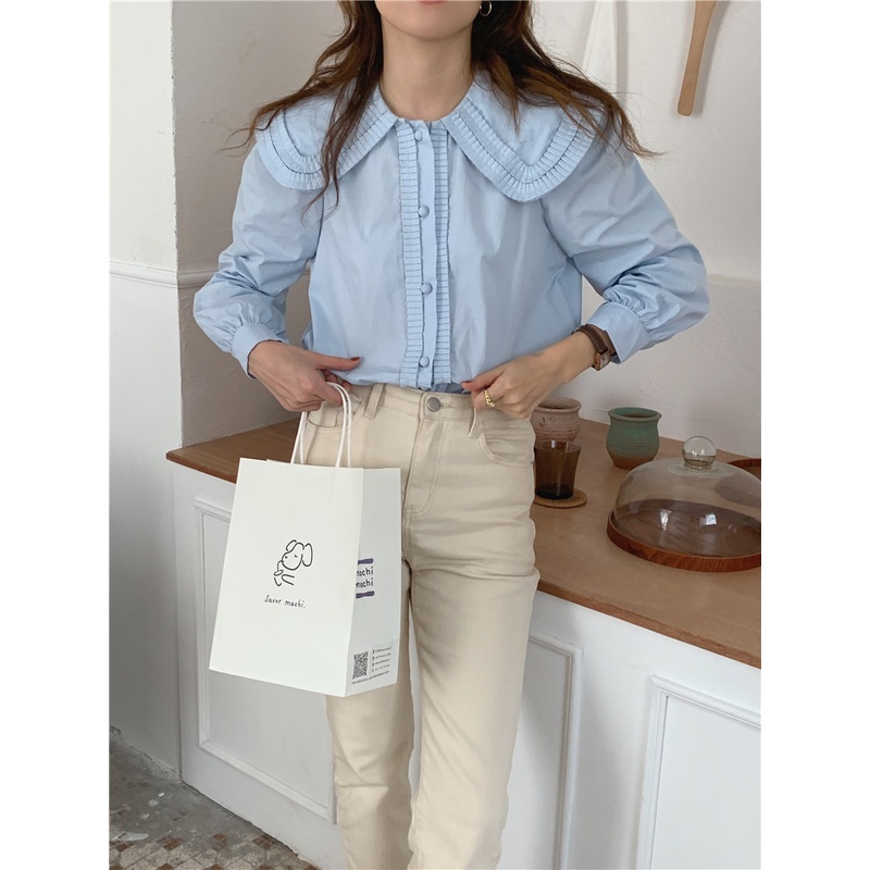 Áo sơ mi dài tay phối ren thời trang thanh lịch cho nữ 48257