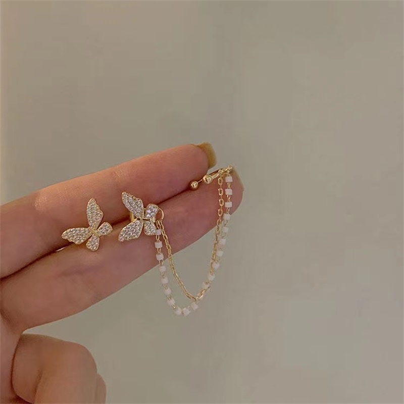 Hoa Tai Hình Bướm Đính Ngọc Trai Thiết Kế Thanh Lịch Thời Trang