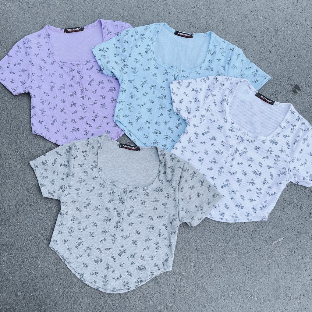 áo hoa xinh nút bấm vạt bầu ảnh thật