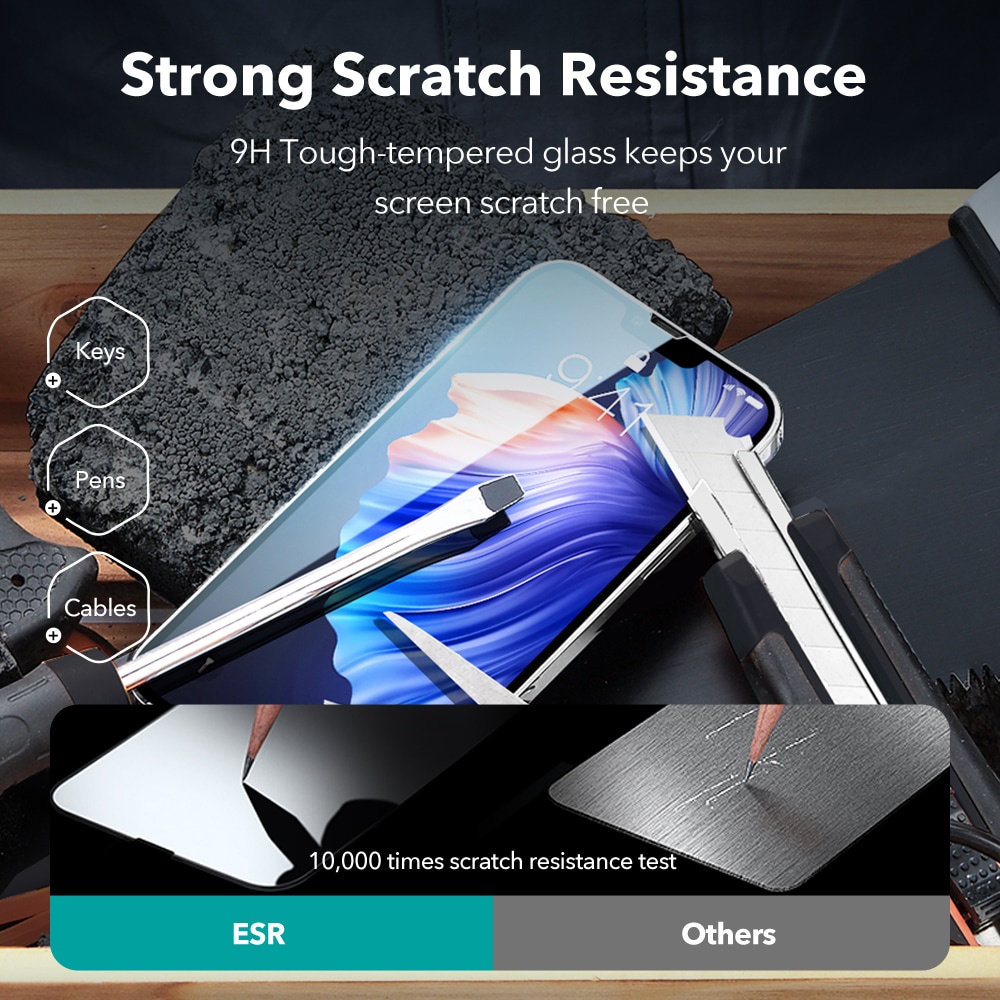 Kính cường lực ESR 9H 110lbs bảo vệ toàn diện chống trầy xước cho màn hình điện thoại Iphone 13/ 13 Pro Max