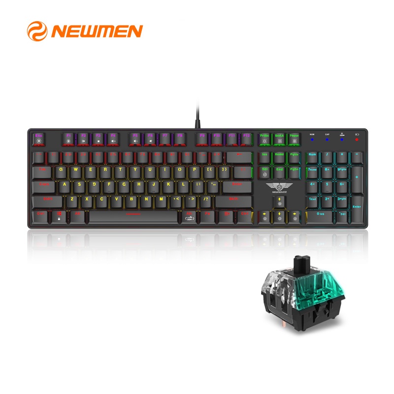 Bàn Phím Cơ Máy Tính Không Dây - Newmen GM335 Dual Mode (Wireless 2.4Ghz | Type C | LED RGB) - Hàng Chính Hãng