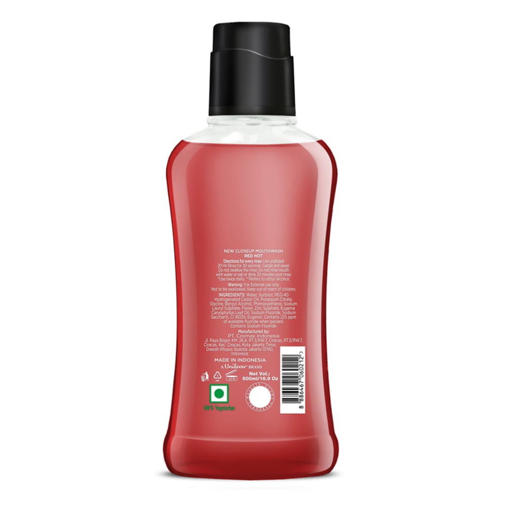 Nước Súc Miệng Closeup Red Hot Giữ Hơi Thở Thơm Dài Lâu 500ml