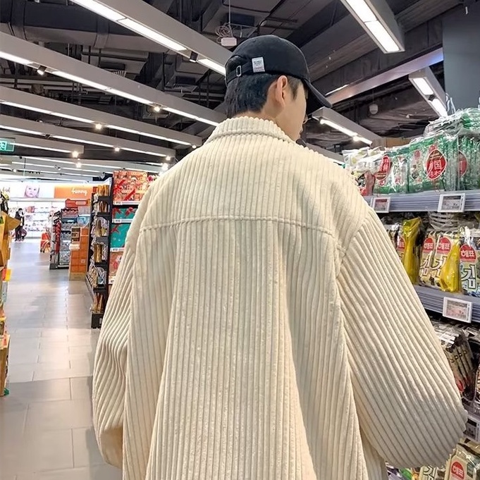 Áo Khoác Cổ Đứng Nhiều Túi Màu Trơn Phối Khóa Kéo Phong Cách Đường Phố Hàn Quốc Cá Tính Cho Nam