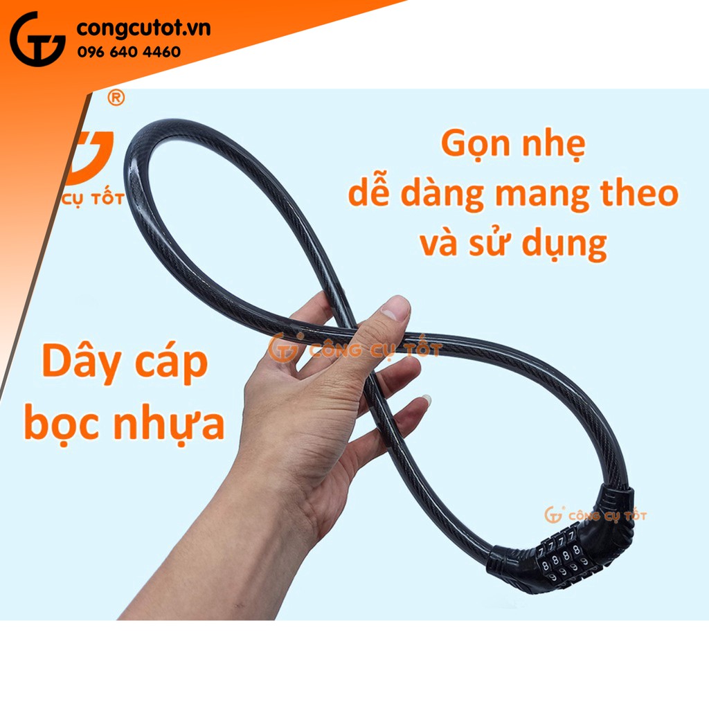 Khóa dây cáp 4 số Φ12mm màu đen