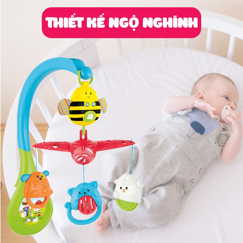 Treo nôi cũi phát nhạc / tiếng ồn trắng ru ngủ đa năng hình con ong Winfun 0856 - Đồ chơi treo có thể tháo rời 5.0