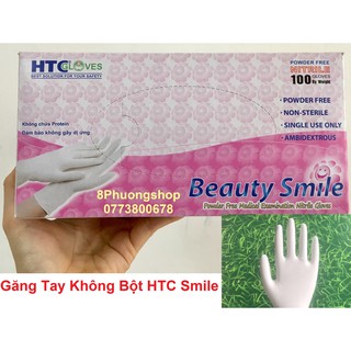 Găng tay y tế HTC Nitrile SMILE không bột màu trắng 100 cái / hộp