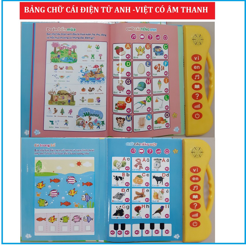 Bảng chữ cái điện tử cho bé-Sách âm thanh cho bé học bảng chữ cái Tiếng Việt-Anh