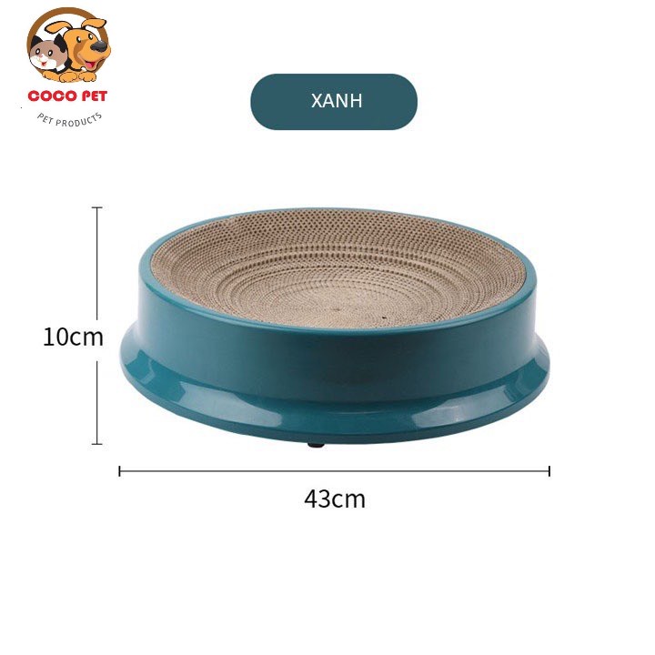 Bàn Cào Móng Hình Tròn Kiêm Ổ Nằm Cho Mèo Size Lớn 43cm, Chất Liệu Nhựa Cao Cấp Chống Trầy Xước