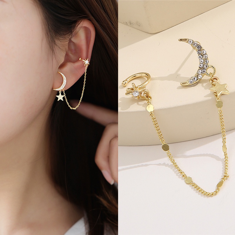 Set khuyên kẹp vành tai AY nhiều kiểu dáng đính đá thời trang cho nữ