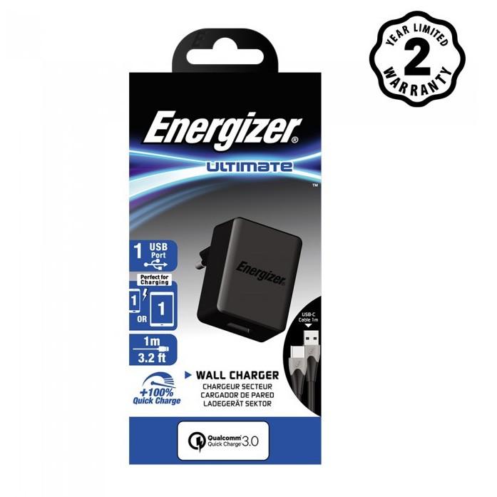 Bộ sạc Energizer AC1Q3EUUC23 - QC 3.0, Kèm cáp USB-C