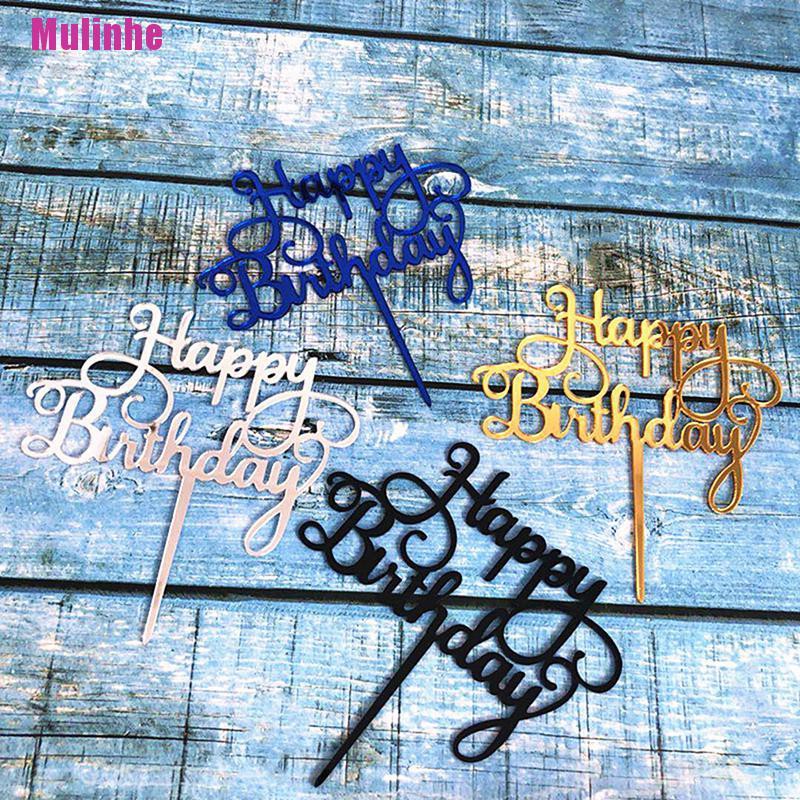 Topper Trang Trí Bánh Kem Chữ Happy Birthday Bằng Acrylic Dành Cho Trẻ Em