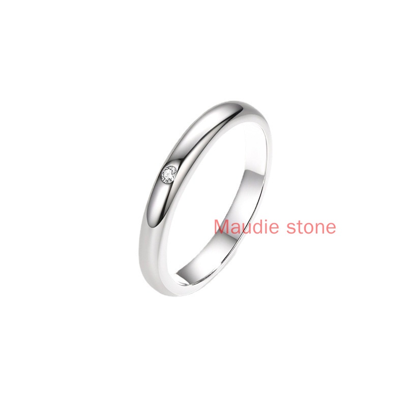 Đơn Giản Kim Cương Nhỏ Thật Moissanite Nhẫn Nữ Kim Cương Moissanite Cặp Đôi Đính Hôn Nhẫn