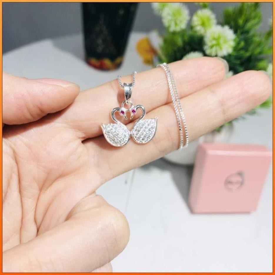 (BẠC CHUẨN) DÂY CHUYỀN BẠC CHO NỮ MẶT THIÊN NGA ĐÔIGẮN ĐÁ LẤP LÁNH PHỤ KIỆN TRANG SỨC CAO CẤP NO.93 VÒNG CỔ NỮ ĐẸP