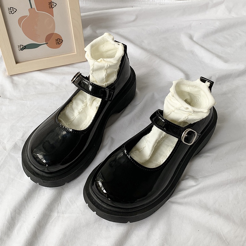 Giày Mary Jane đế dày màu đen cài khoá trẻ trung thanh lịch dành cho nữ năng động hottrend