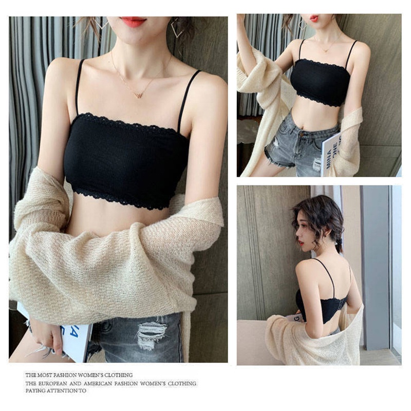 Áo bra 2 dây cotton tăm mịn viền ren cài sau có điều chỉnh
