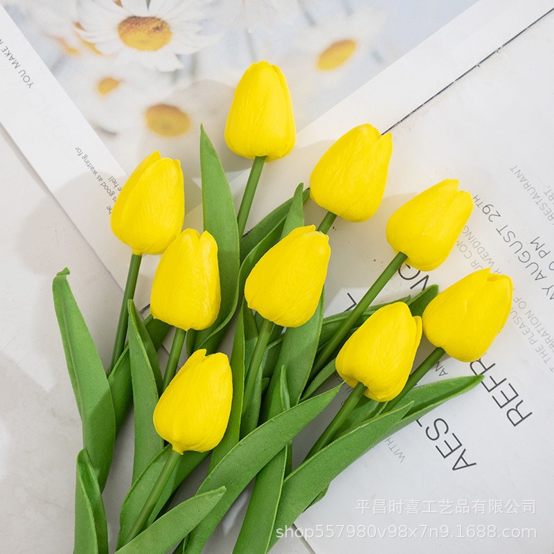 Cành Hoa Tulip Giả Chất Liệu Cao Su Non Cao Cấp Cành Dài 34cm Decor Trang Trí Nhà Cửa