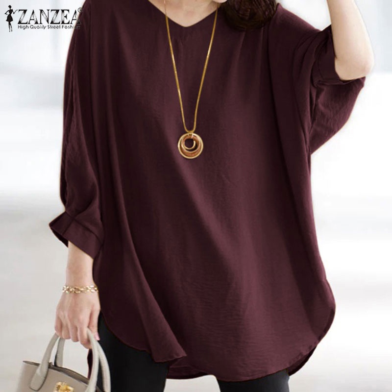 Zanzea Áo Nữ Tay Lửng Cổ Chữ V Thời Trang Thanh Lịch