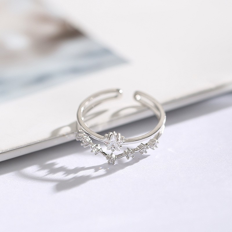 Nhẫn Bạc 925 Hình Ngôi Sao Đính Đá phong cách Hàn Quốc ANTA Jewelry ATJ3077