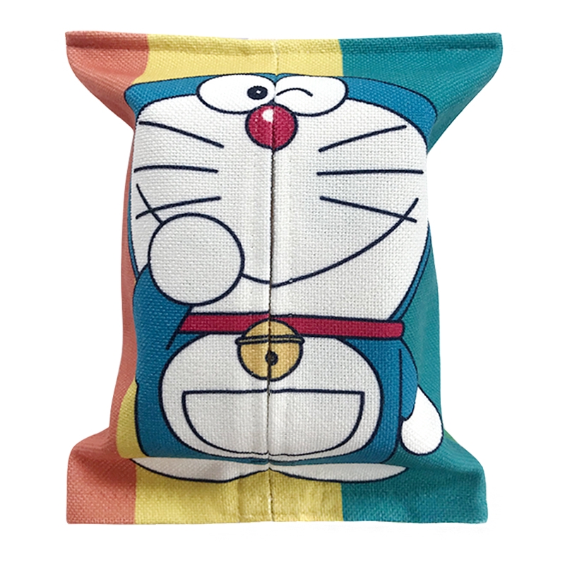 Túi Đựng Khăn Giấy Bằng Vải Cotton Lanh In Hình Doraemon Dễ Thương