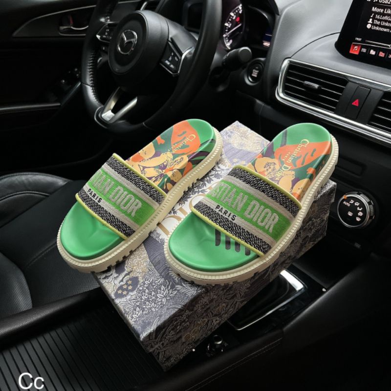 c Dép Lê Quai Ngang Cd Xanh Đỏ Mềm Êm Fullbox Bill Túi Hãng Cao Cấp