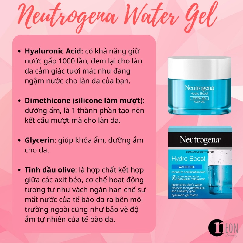 Kem dưỡng ẩm Neutrogena Hydro Boost Water Gel lành tính cấp nước cho da dầu, da khô