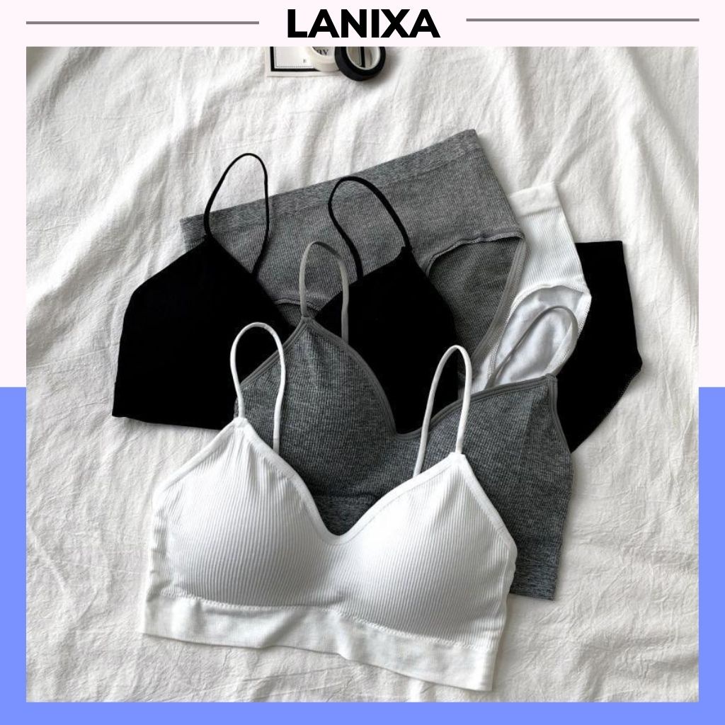 Bộ đồ lót nữ sexy cotton thấm hút mồ hôi, Áo bra nữ 2 dây đệm mút mỏng gợi cảm LANIXA B3211
