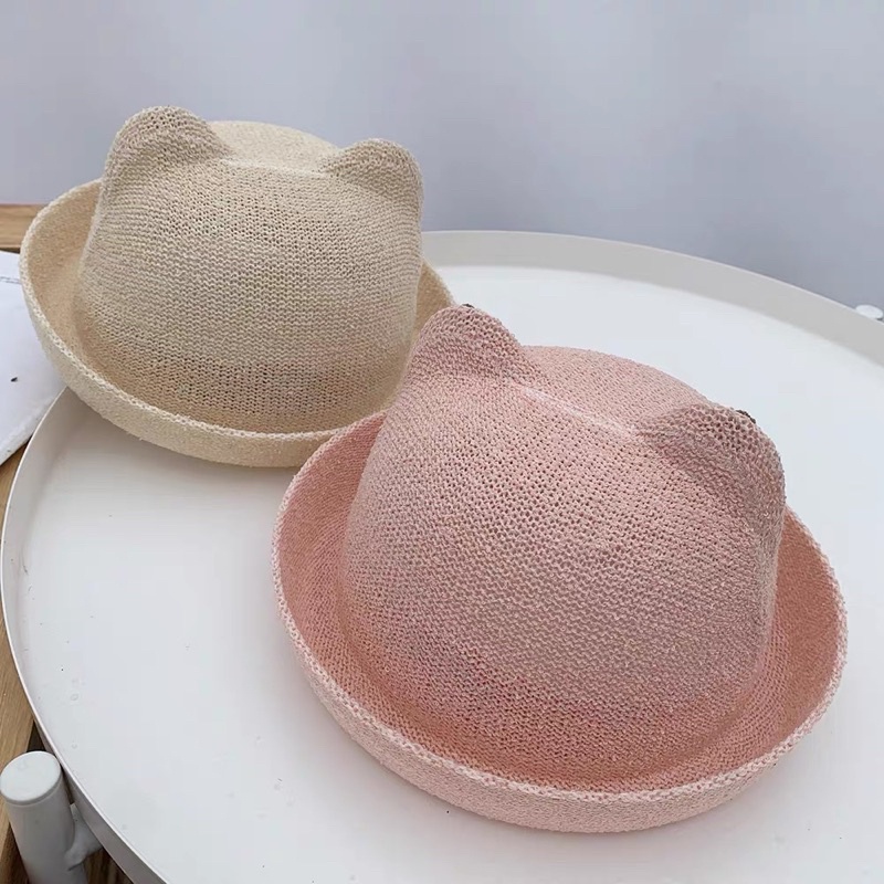 Mũ cói hình gấu, mèo cho bé yêu