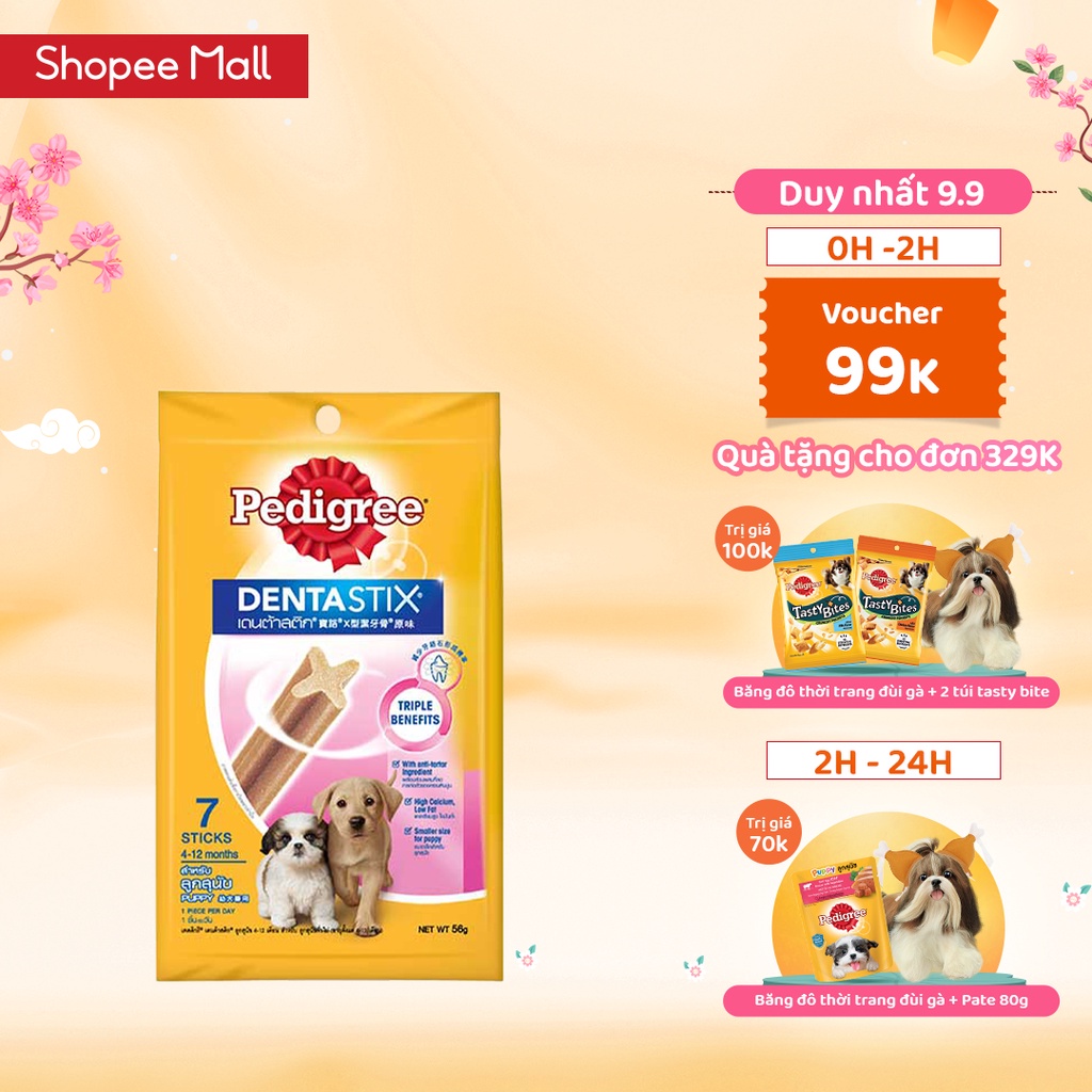 Bộ 3 bánh xương chó nhỏ Pedigree Dentastix 56g/gói
