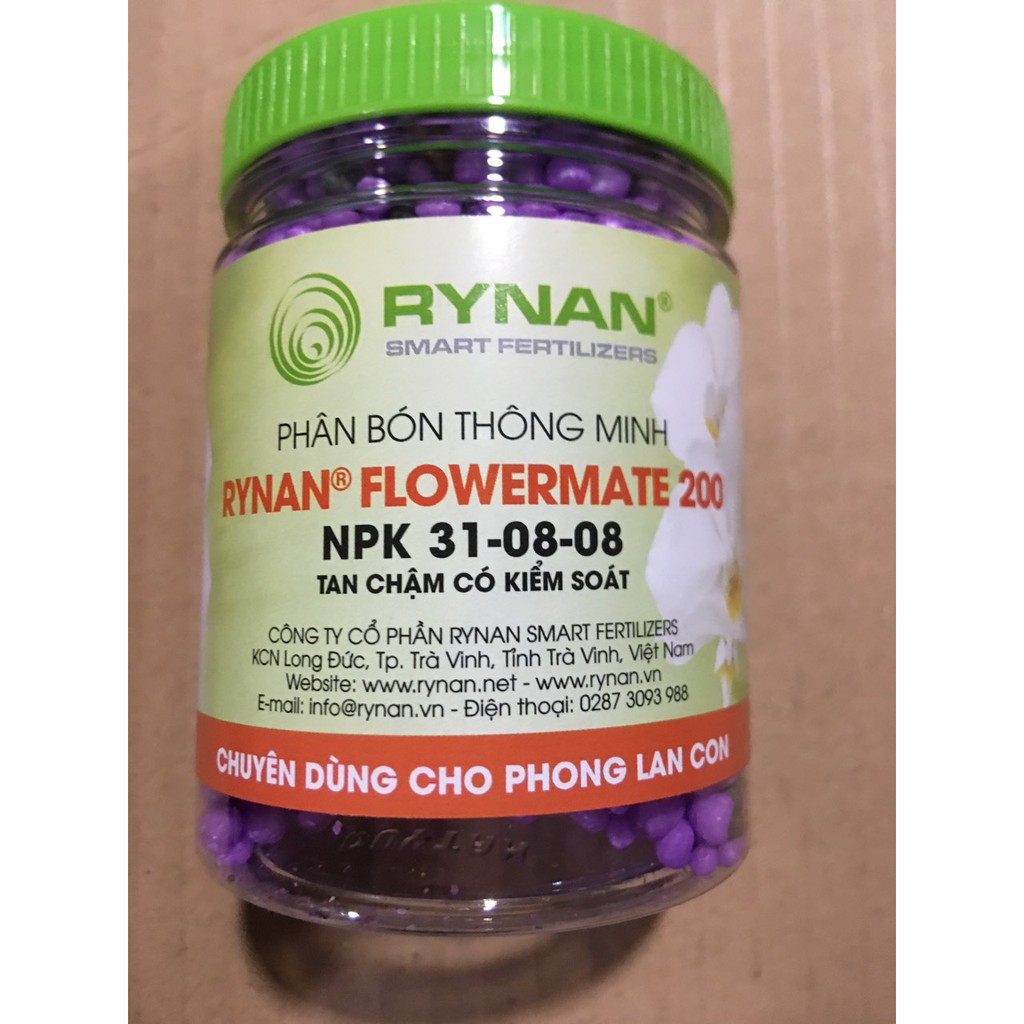 Phân bón tan chậm RYNAN 200 (NPK 31-08-08) cho phong lan, kích mọc mầm - ra lá 150g