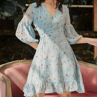 Olv-đầm hoa blue fleur long sleeve