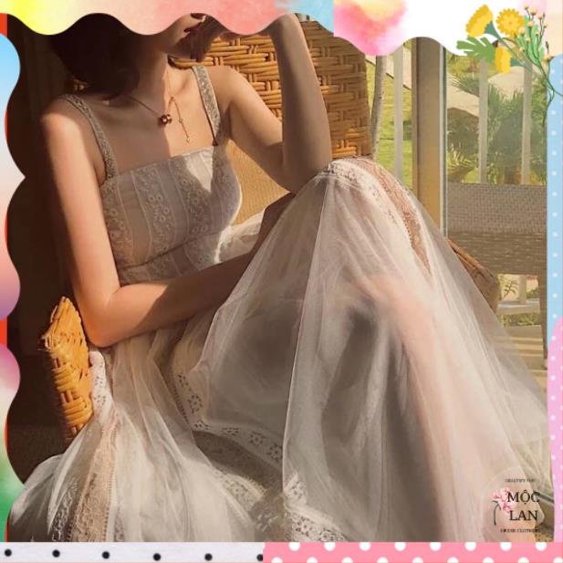 đầm xoè trắng hai dây trắng sexy cho nữ (order ML) kèm feeback