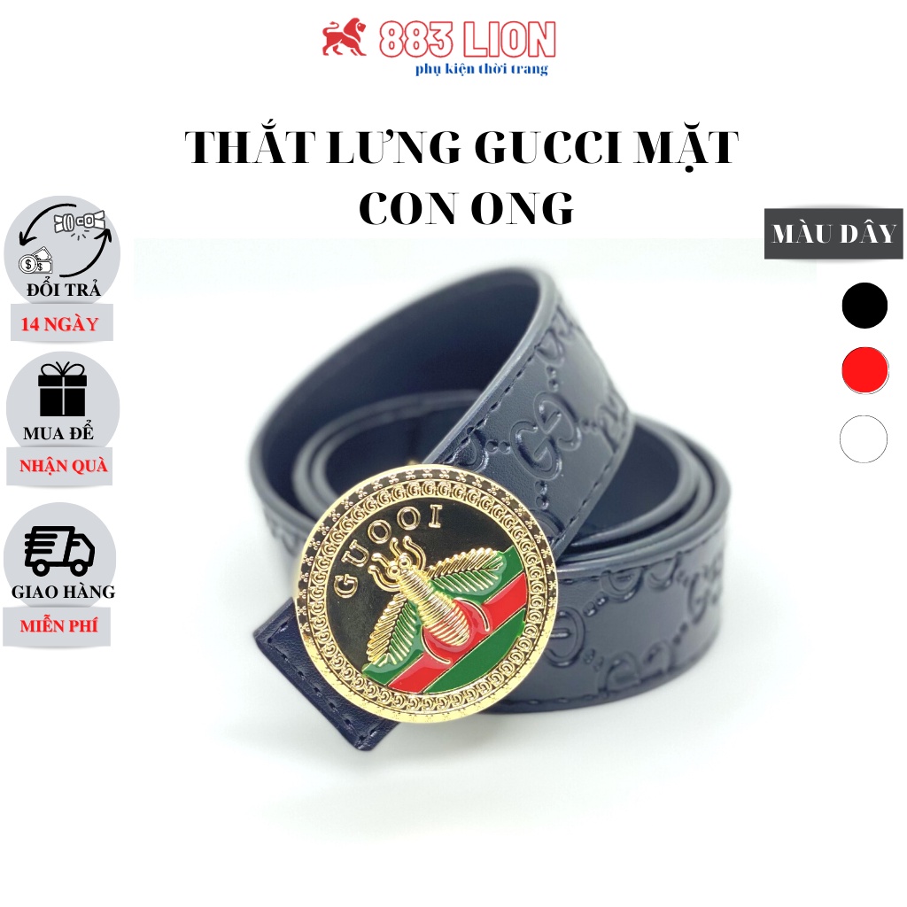 Thắt Lưng Nam Gucci/ Dây Nịt Nam Mặt Con Ong Cao Cấp Chất Liệu Mặt Thép Không Gỉ, Dây Mềm Da Tổng Hợp PVC Màu Đen