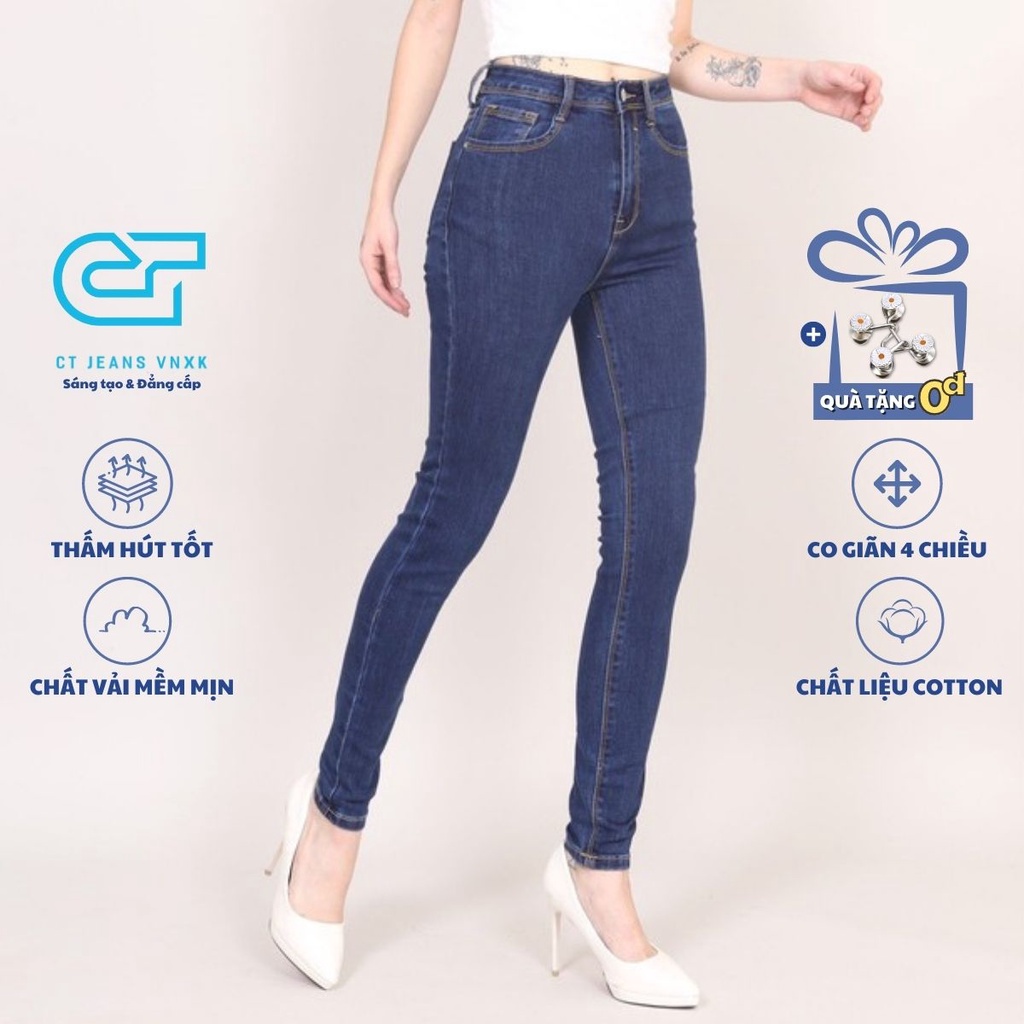 Quần Jean Nữ skinny ôm vintage lưng cao cạp cao co giãn CT JEANS