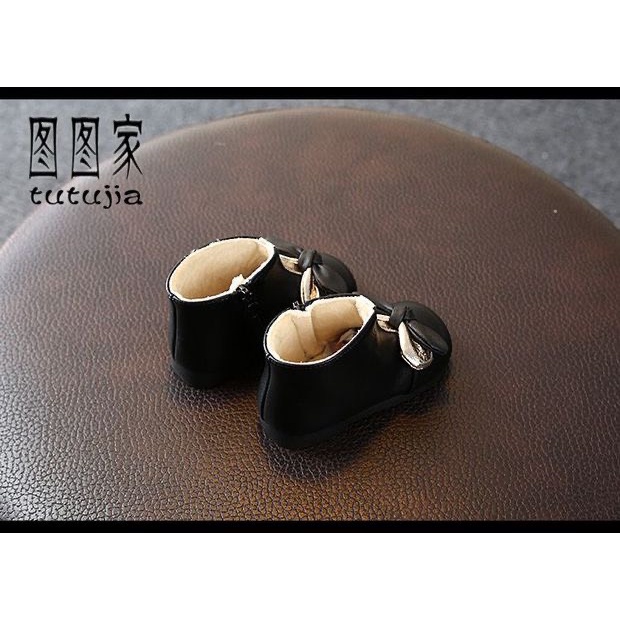 Bốt nơ cao cổ da mềm lót nhung cho bé gái
