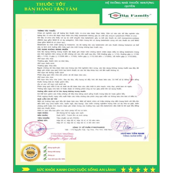 Dành Cho người hoa mắt, chóng mặt, ù tai. Một Sản phẩm Hiêu quả của Pymephar