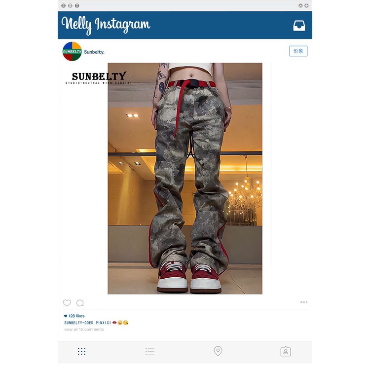 Quần Dài Ống Rộng Họa Tiết Rằn Ri Phối Khóa Kéo Phong Cách Retro Cá Tính