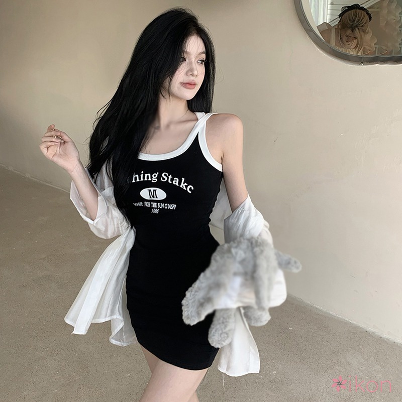 Đầm Dây Nữ In Chữ Quyến Rũ