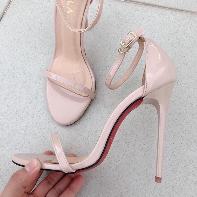 Sandal cao gót dây mảnh nude 9-12p