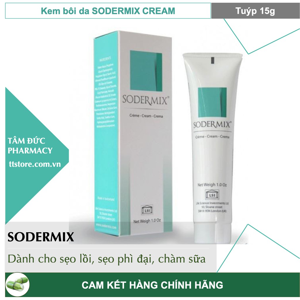 Sodermix [Tuýp 15g] - Kem giảm sẹo lồi, sẹo phì đại Sodemix cream