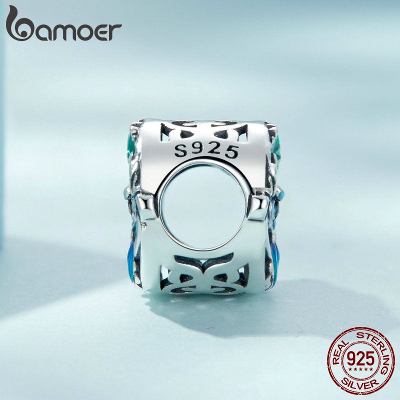 Hạt cườm BAMOER bạc 925 hình mắt quỷ xỏ làm trang sức DIY