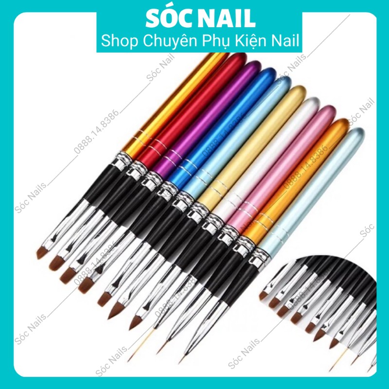 Bộ Cọ Nail 10 Cây Vẽ Móng Đủ Loại Cọ Nét, Cọ Hoa Cúc, Cọ Bản, Cọ Màu Nước