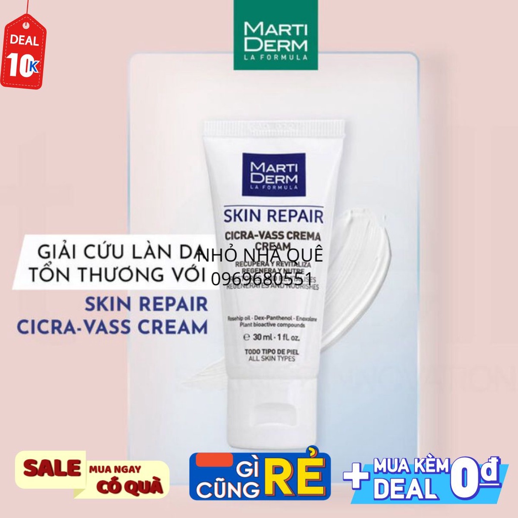 FULL SIZE Kem Dưỡng Tái Tạo & Phục Hồi Da Nhạy Cảm - MartiDerm Skin Repair Cicra Vass Cream (30ml)