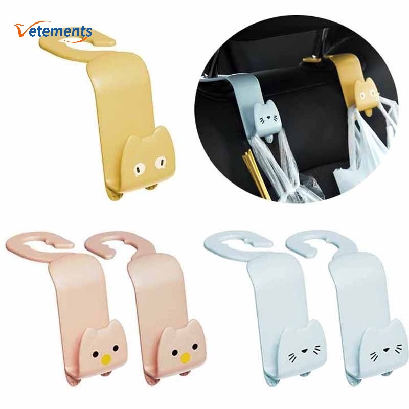 Móc Treo Đồ Gắn Ghế Xe Hơi Hình Mèo Hoạt Hình Đa Năng Trang Trí Nội Thất