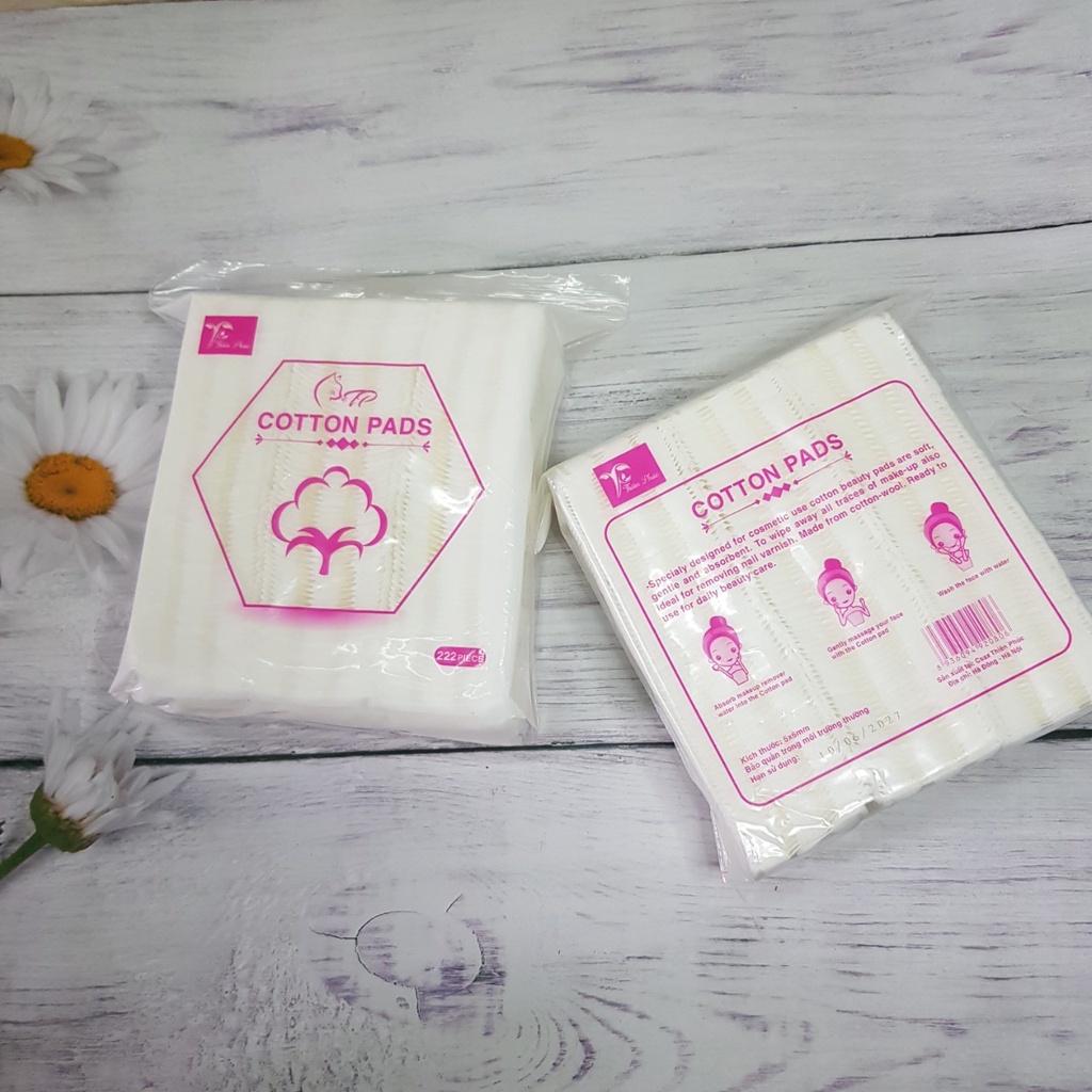Bông tẩy trang 100% bông tự nhiên mềm mịn thấm hút cực tốt,bông tẩy trang Thiên Phúc Gói 220 miếng