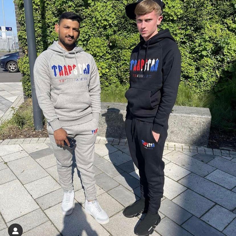 Hàng Bán Chạy - Áo Sweatshirt Lót Lông Cừu Lót Lông Cừu Thêu Hình Khăn Đỏ Xanh Lam-Trapstar Cho Nam Và Nữ
