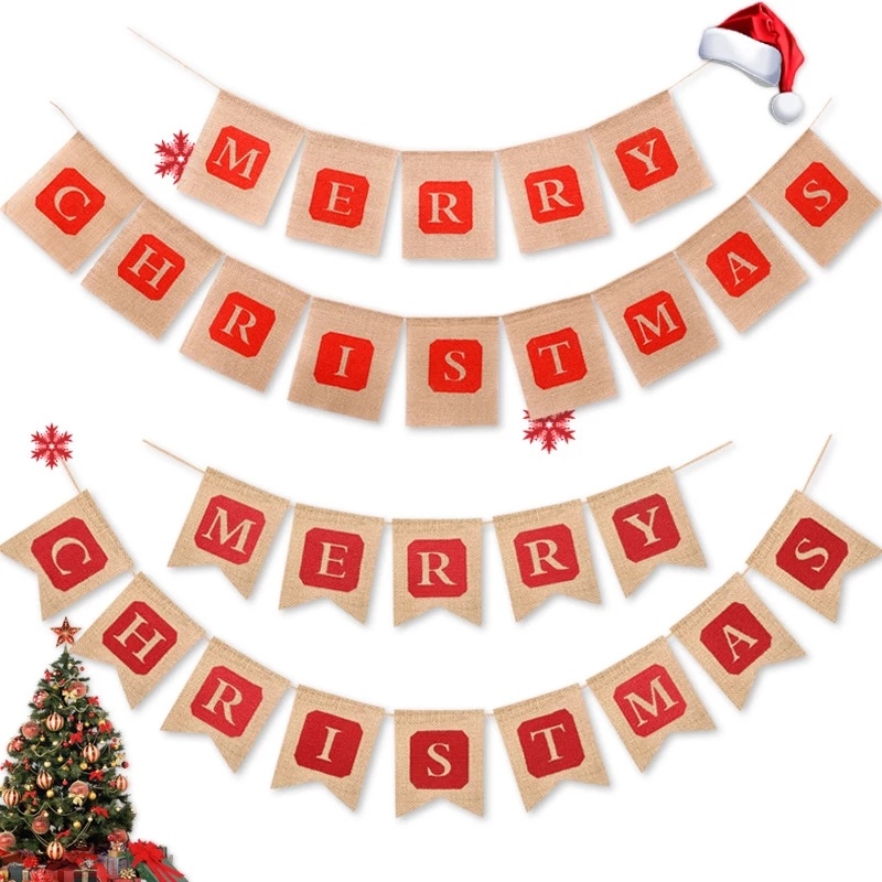 Set 2 banner trang trí giáng sinh